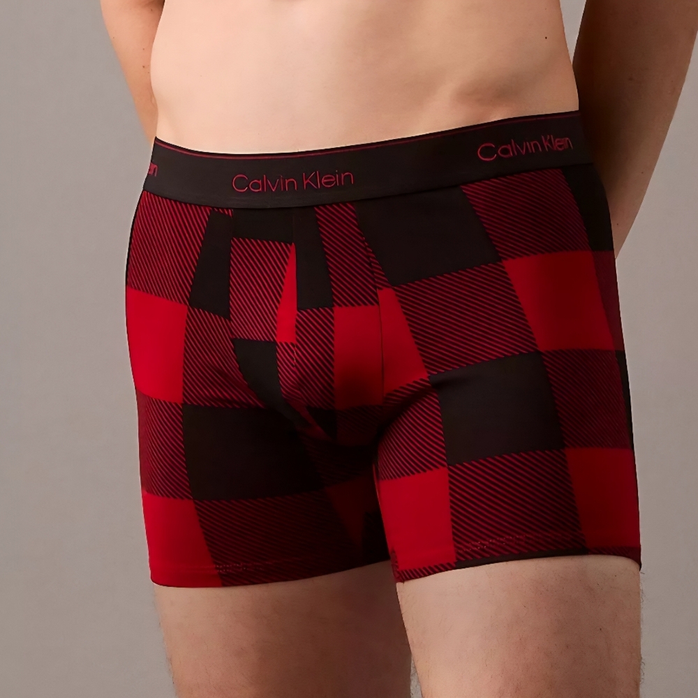 Calvin Klein Buffalo Plaid Boxer Briefs in Red and Black